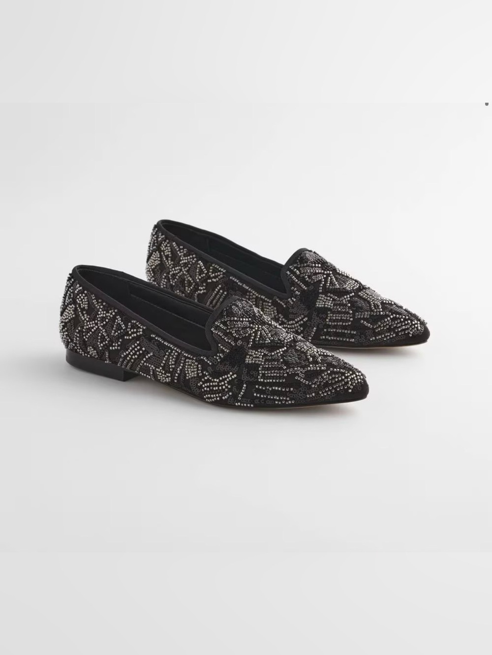 Chico's Gwyn Art Deco Beaded Flats Size 8.5 New